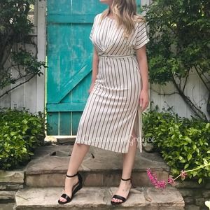 NWT Bershka Black & White Stripe Midi Dress